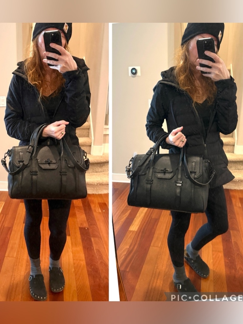 REBECCA MINKOFF SATCHEL BAG  JULES BLK ON BLK LEATHER & HARDWARE w/STRAP EUC - Picture 5 of 17